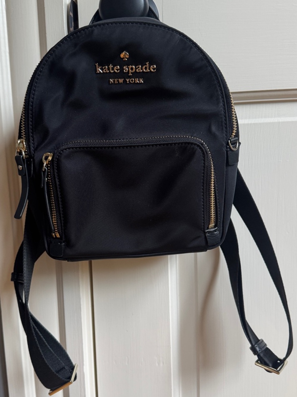 kate spade Black Mini Nylon Backpack with Gold Hardware